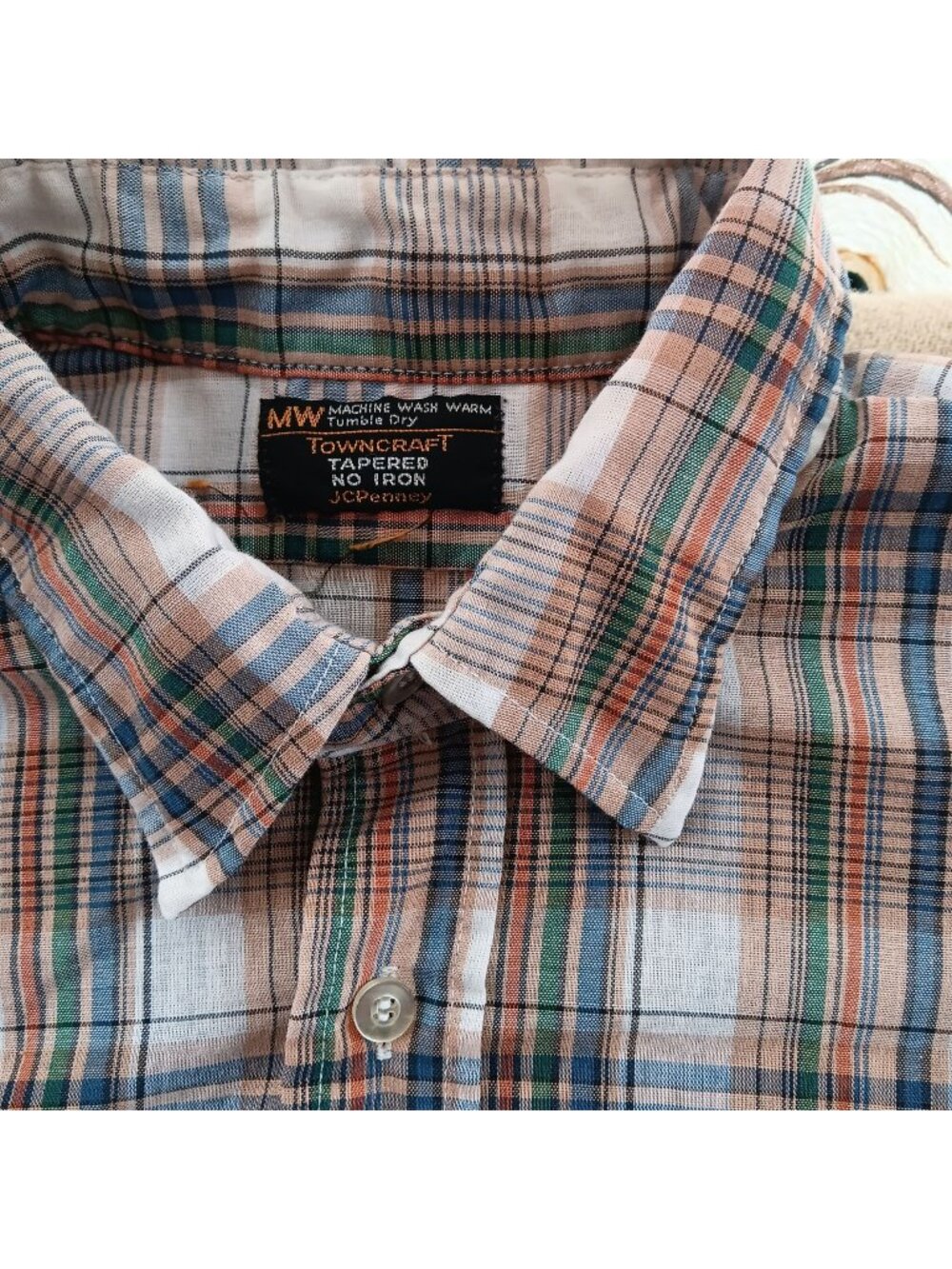 XL Vitnage Towncraft Western SHirt Mens Plaid Long Sleeve Button-Up Tapered Fit